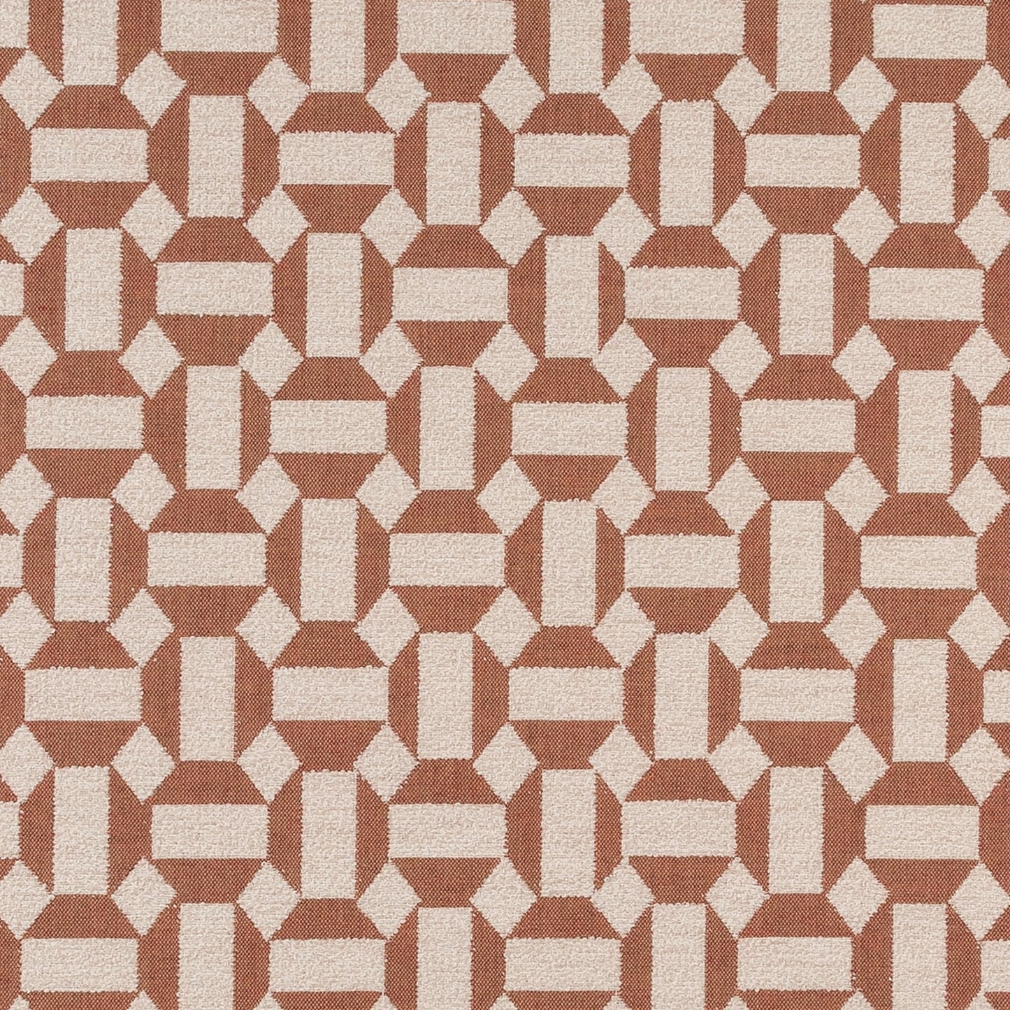 Geometric patterned fabric with brown and beige colors