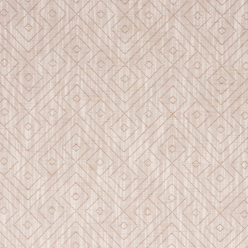 A close-up view of a textured fabric with a geometric diamond pattern in a chestnut color.