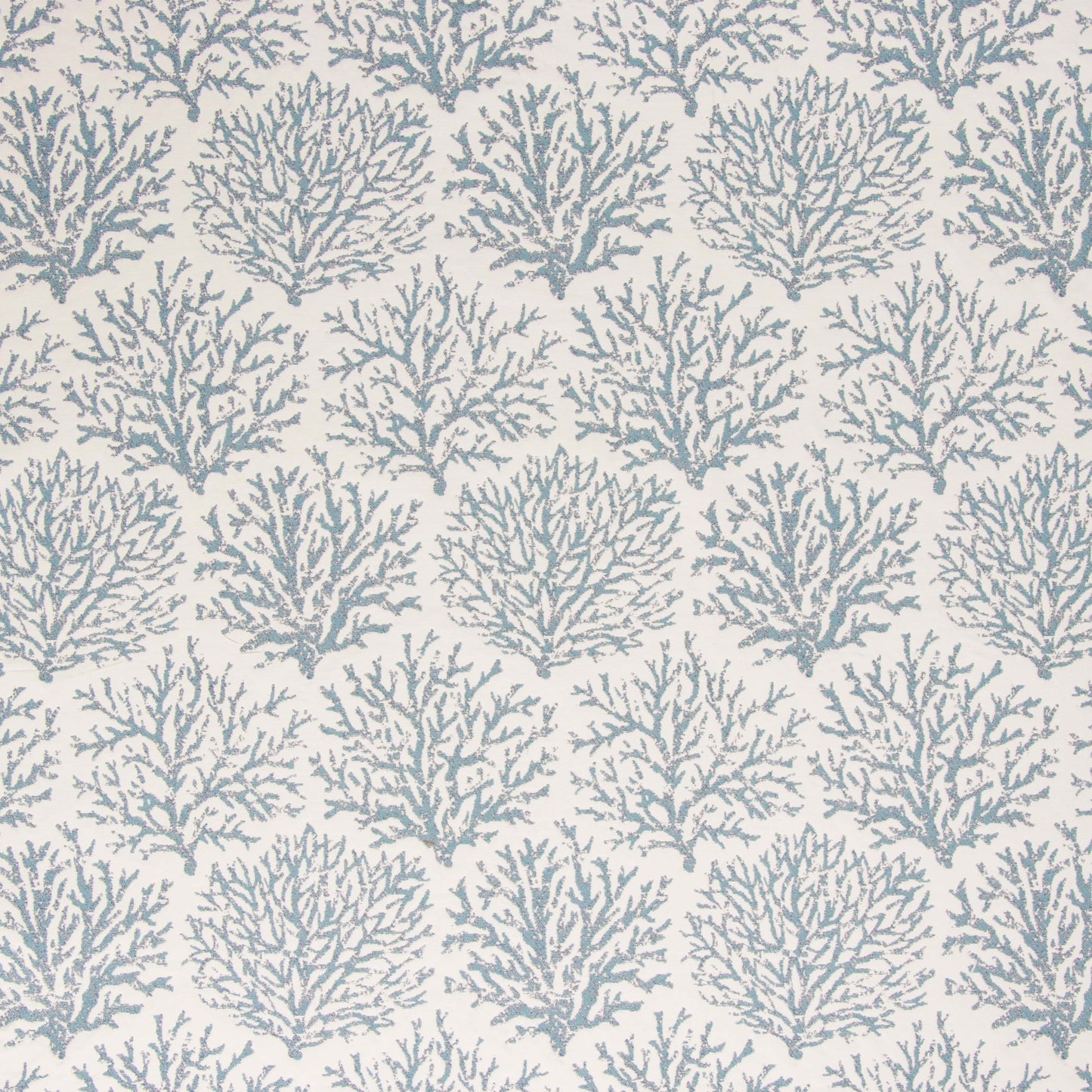 Pattern of blue coral branches on a light gray background