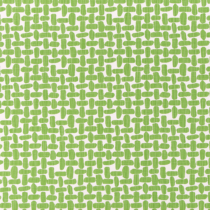 Green woven pattern on a fabric swatch with a ruler at the bottom.
