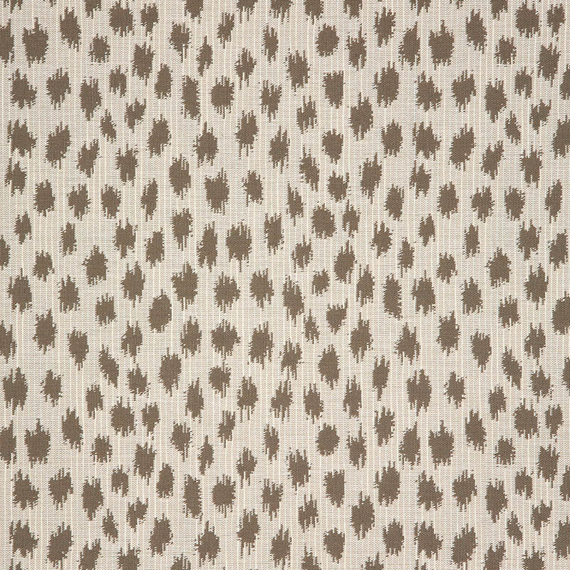 A fabric with a lreopard pattern featuring a series of brown pebble-like shapes on a beige background.