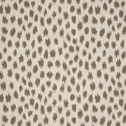 A fabric with a lreopard pattern featuring a series of brown pebble-like shapes on a beige background.