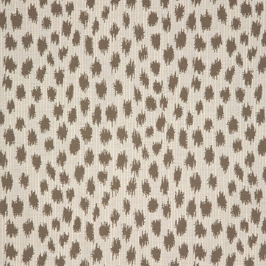A fabric with a lreopard pattern featuring a series of brown pebble-like shapes on a beige background.