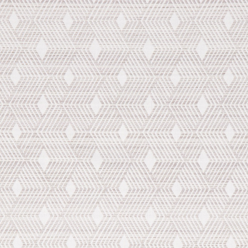 A geometric patterned fabric in white and gray tones.