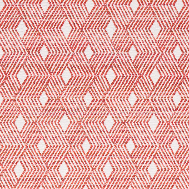 A textile pattern featuring a geometric design in red and white colors.