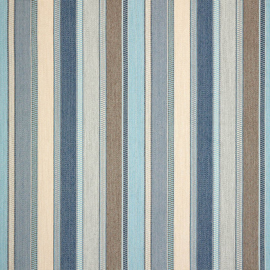 A striped pattern fabric featuring shades of blue and beige.