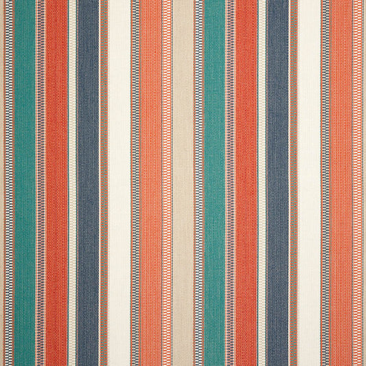 A swatch of Ascend Tropical patterned fabric showcasing vertical stripes in multiple colors.