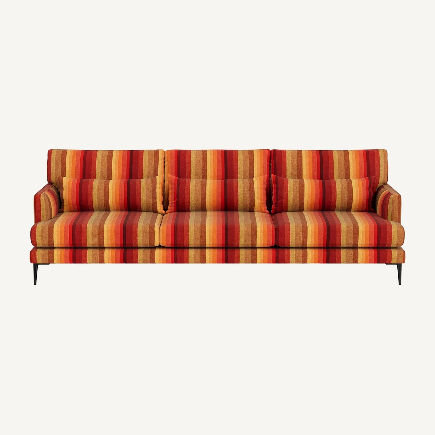 Striped sunset fabric on sofa 