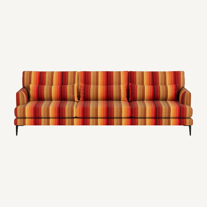 Striped sunset fabric on sofa 
