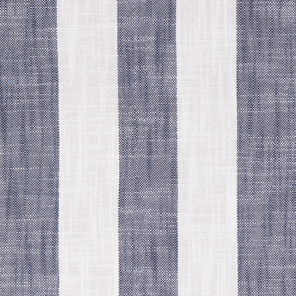 Navy and White linen stripe fabric
