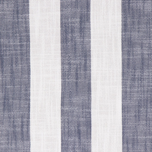 Navy and White linen stripe fabric