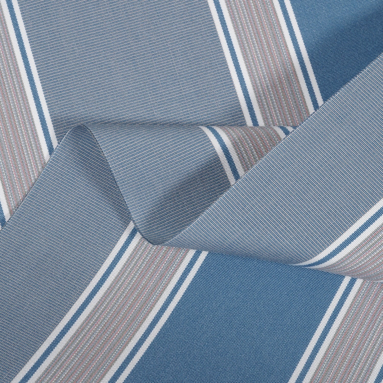 Close-up of blue and gray striped fabric