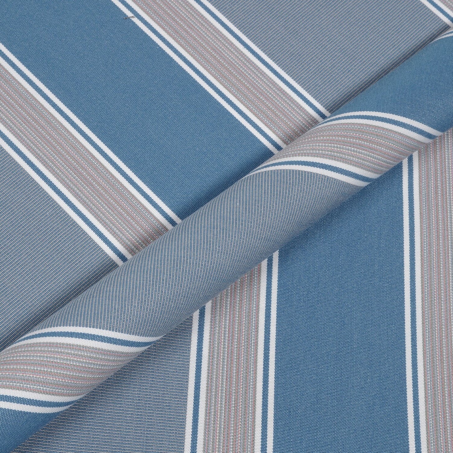 Close-up of blue and gray striped fabric