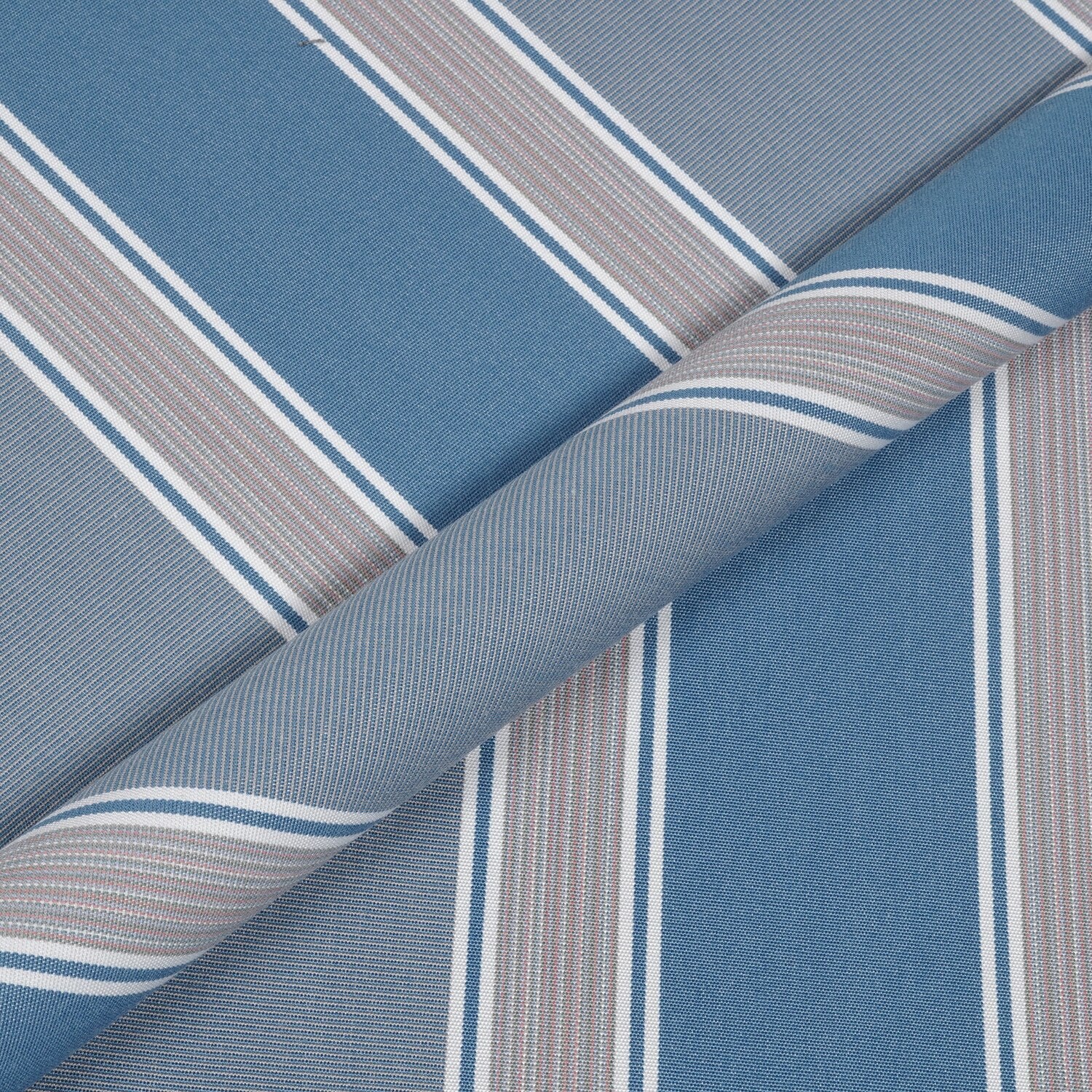 Close-up of blue and gray striped fabric