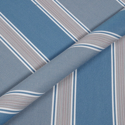 Close-up of blue and gray striped fabric
