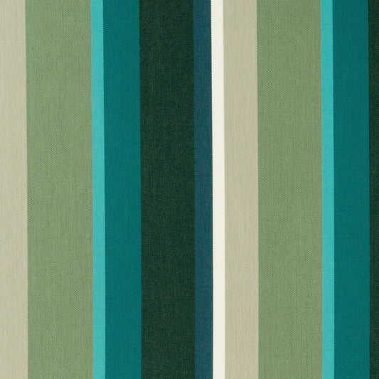 Stripe fabric with green, blue, beige, white, aqua, teal and forest green