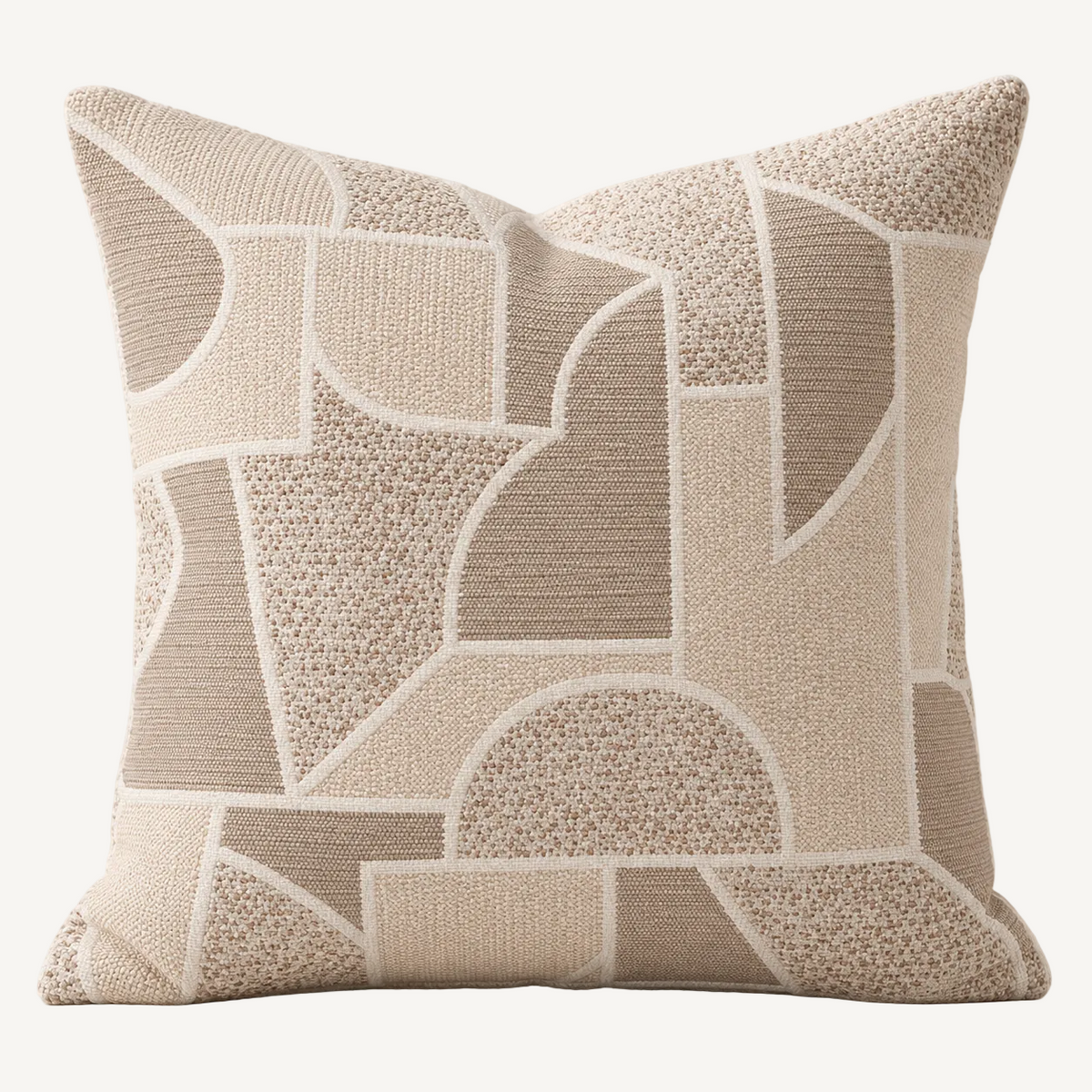 Beige Throw Pillow geometric pattern fabric