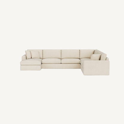 Beige sectional sofa on a white background
