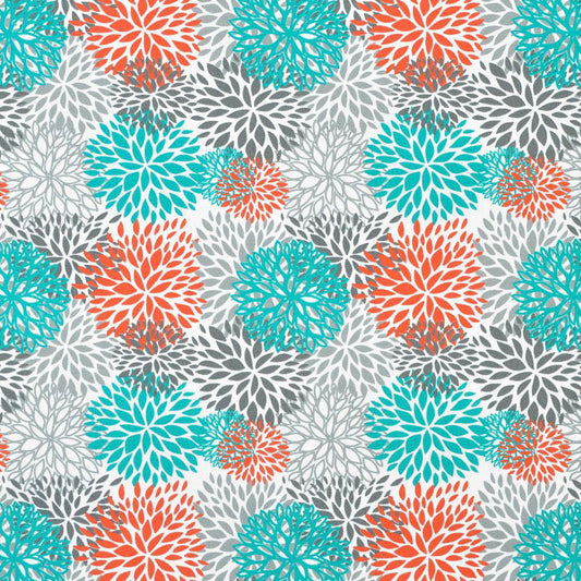Pattern of colorful flowers on a white background