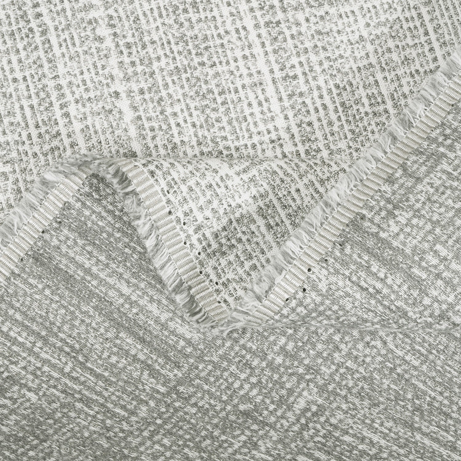 Close-up of textured gray fabric with a subtle pattern
