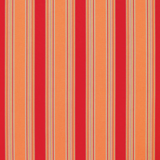 A striped pattern fabric in red and orange colors
