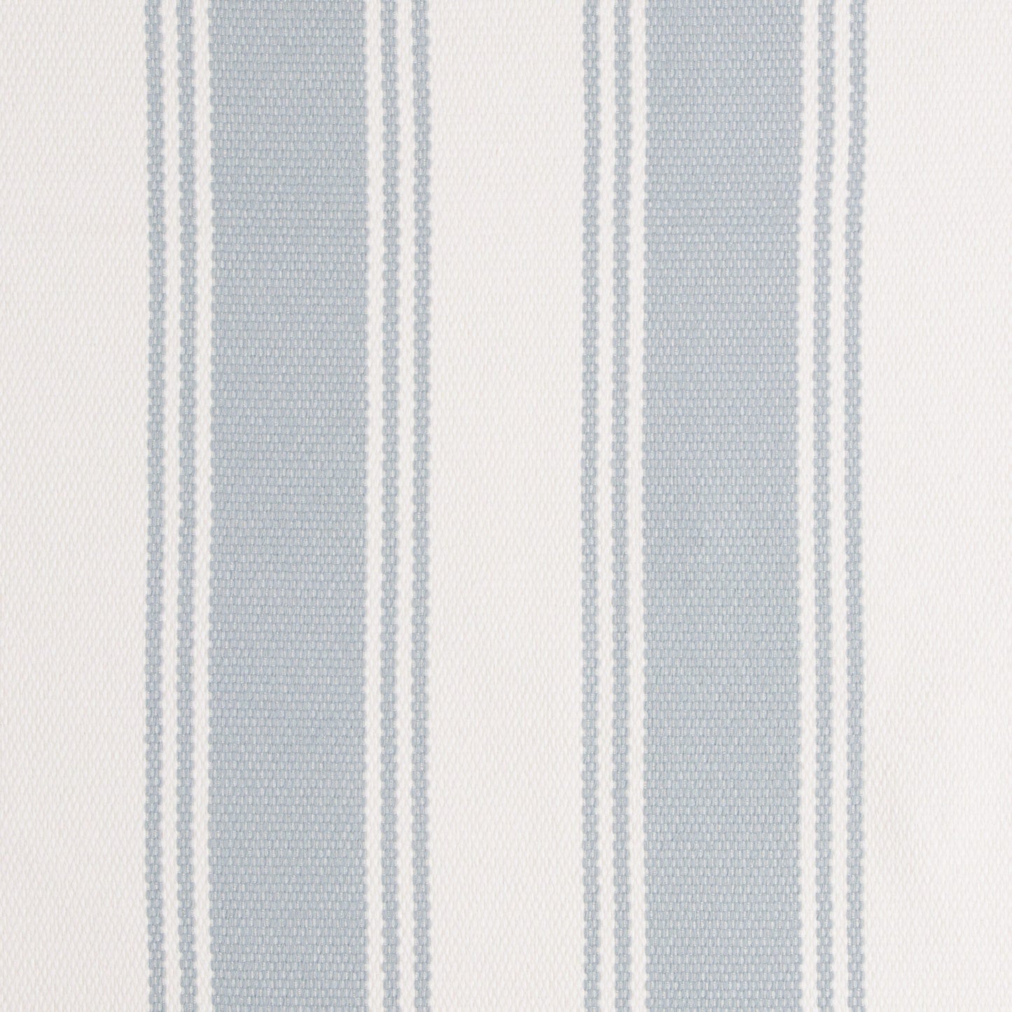 A striped pattern fabric in blue and white colors, likely used for outdoor upholstery.