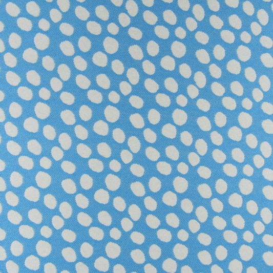 Pattern of white polka dots on a blue background