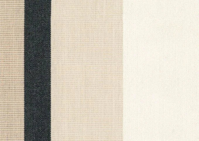 Textured fabric swatch with black, beige, and white stripes