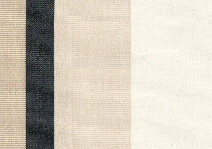 Textured fabric swatch with black, beige, and white stripes