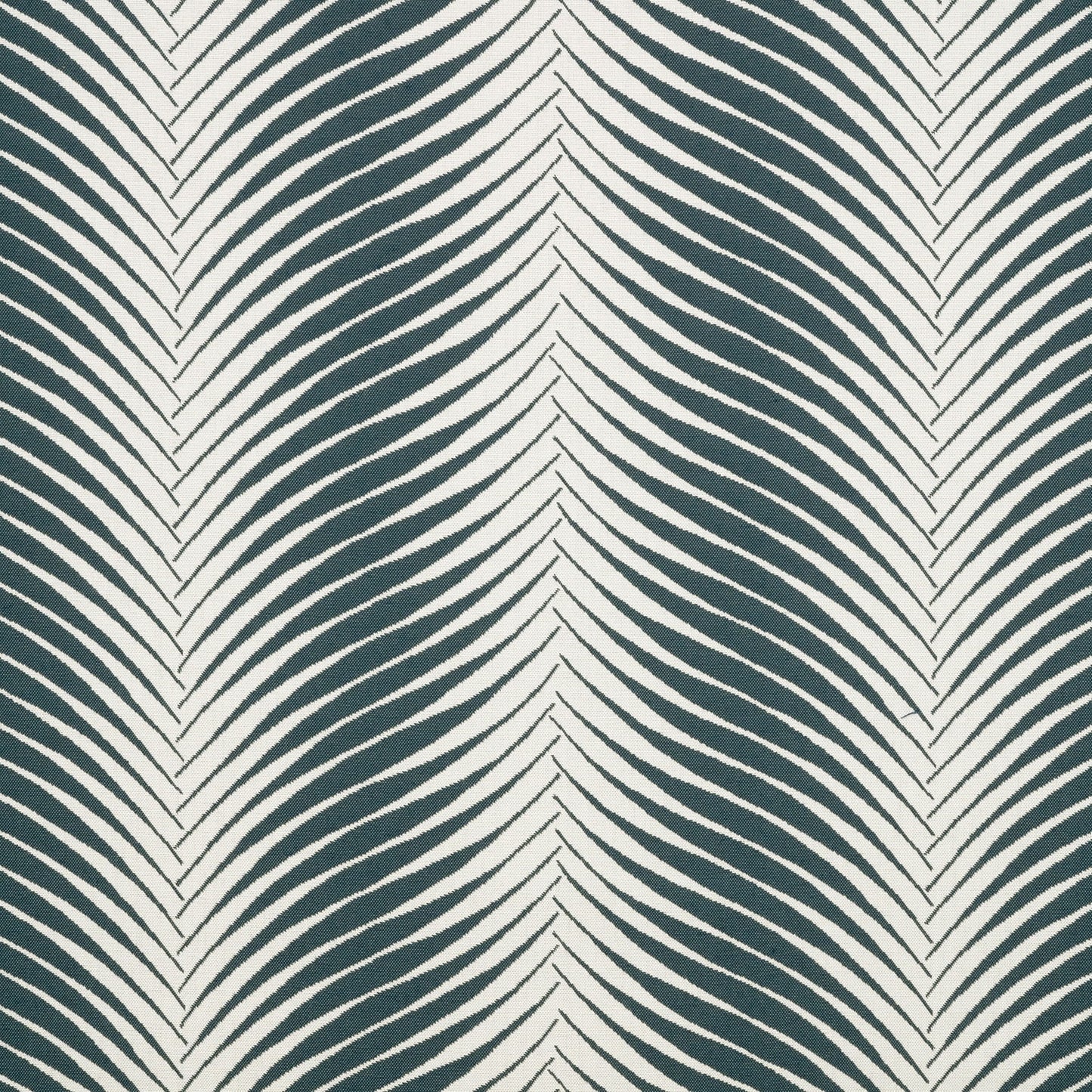 Pattern of wavy lines in teal and white on a textured fabric background