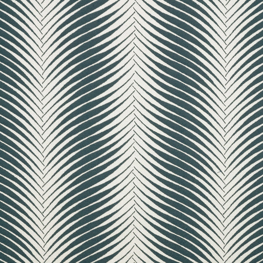 Pattern of wavy lines in teal and white on a textured fabric background