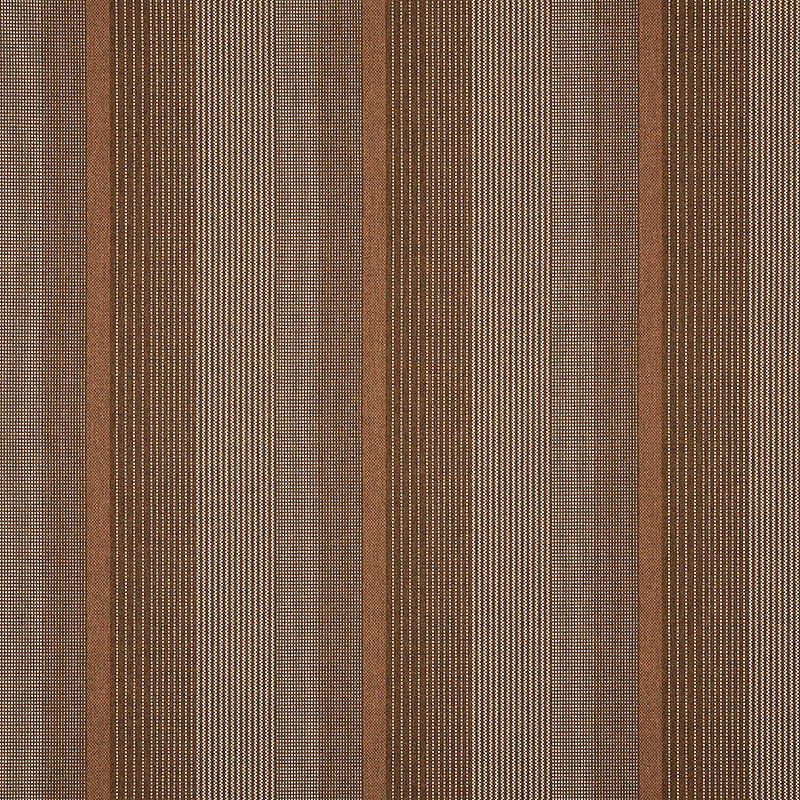 A close-up image of a striped fabric in various shades of brown and beige, showcasing its texture and color gradient.