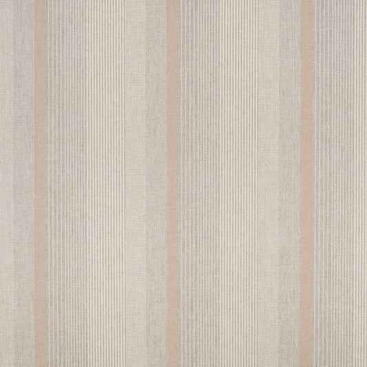 Textured fabric with thin vertical stripes in beige and brown on a neutral background