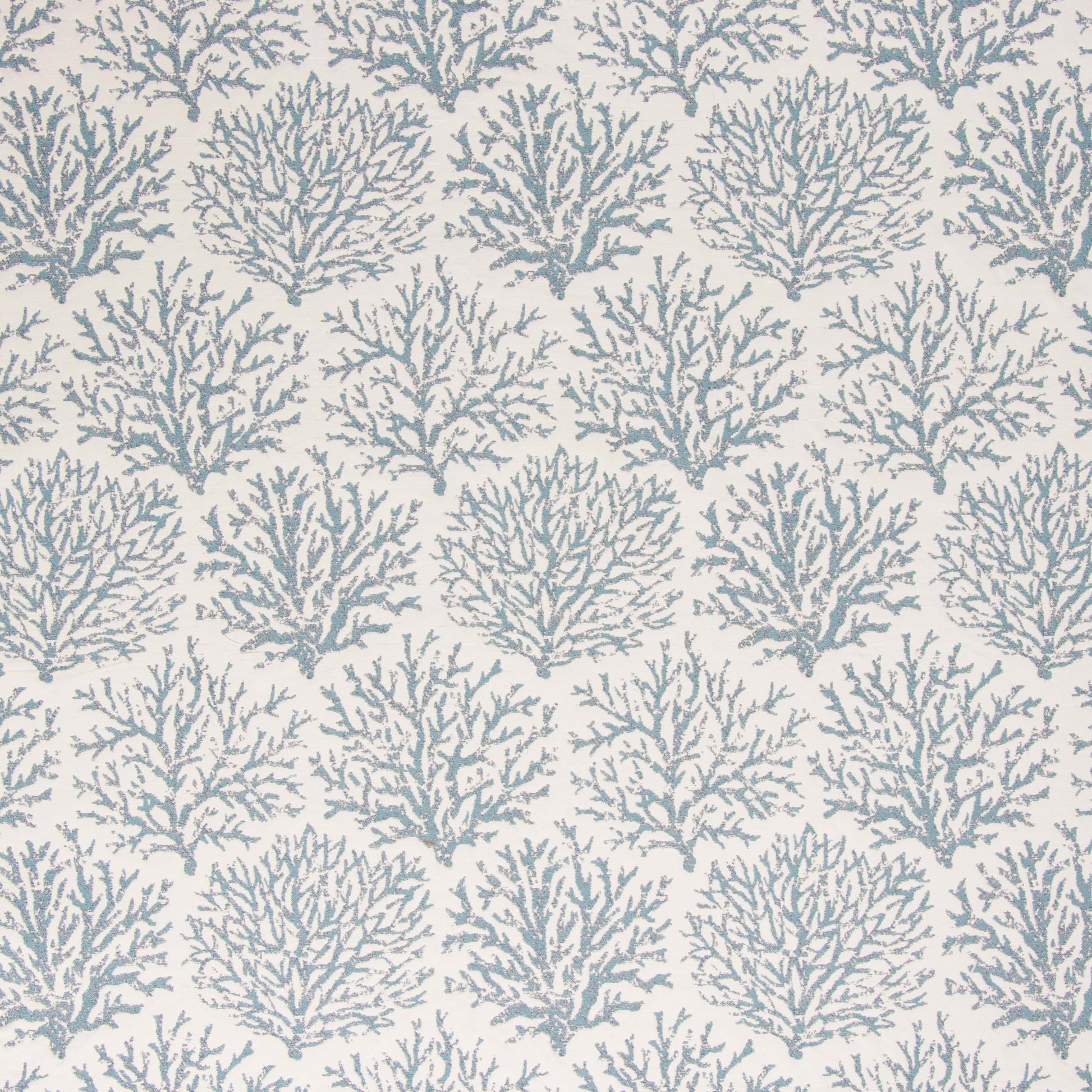 Pattern of blue coral branches on a light gray background