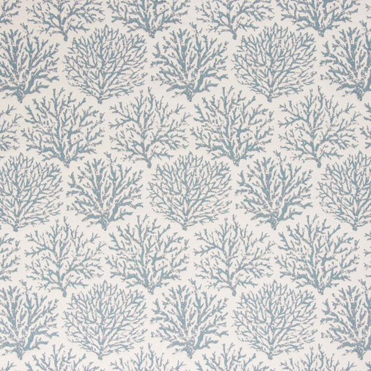 Pattern of blue coral branches on a light gray background