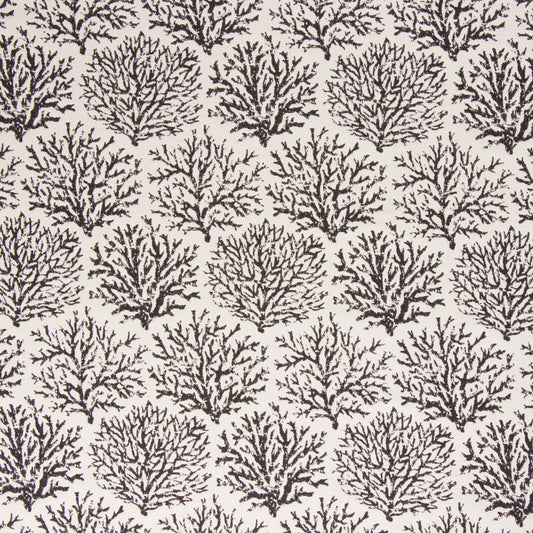 Pattern of black coral branches on a beige background