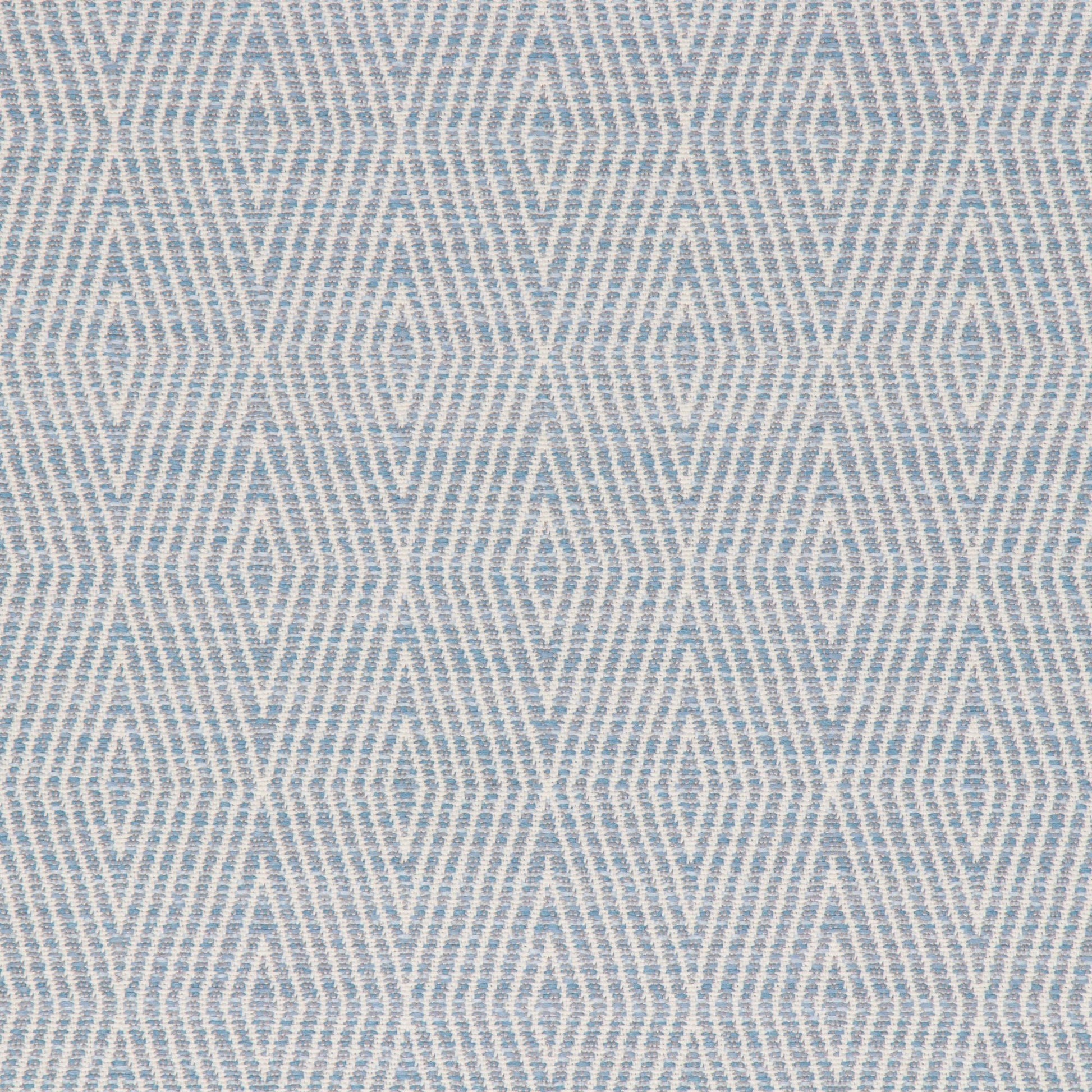 Patterned fabric with blue and white geometric design