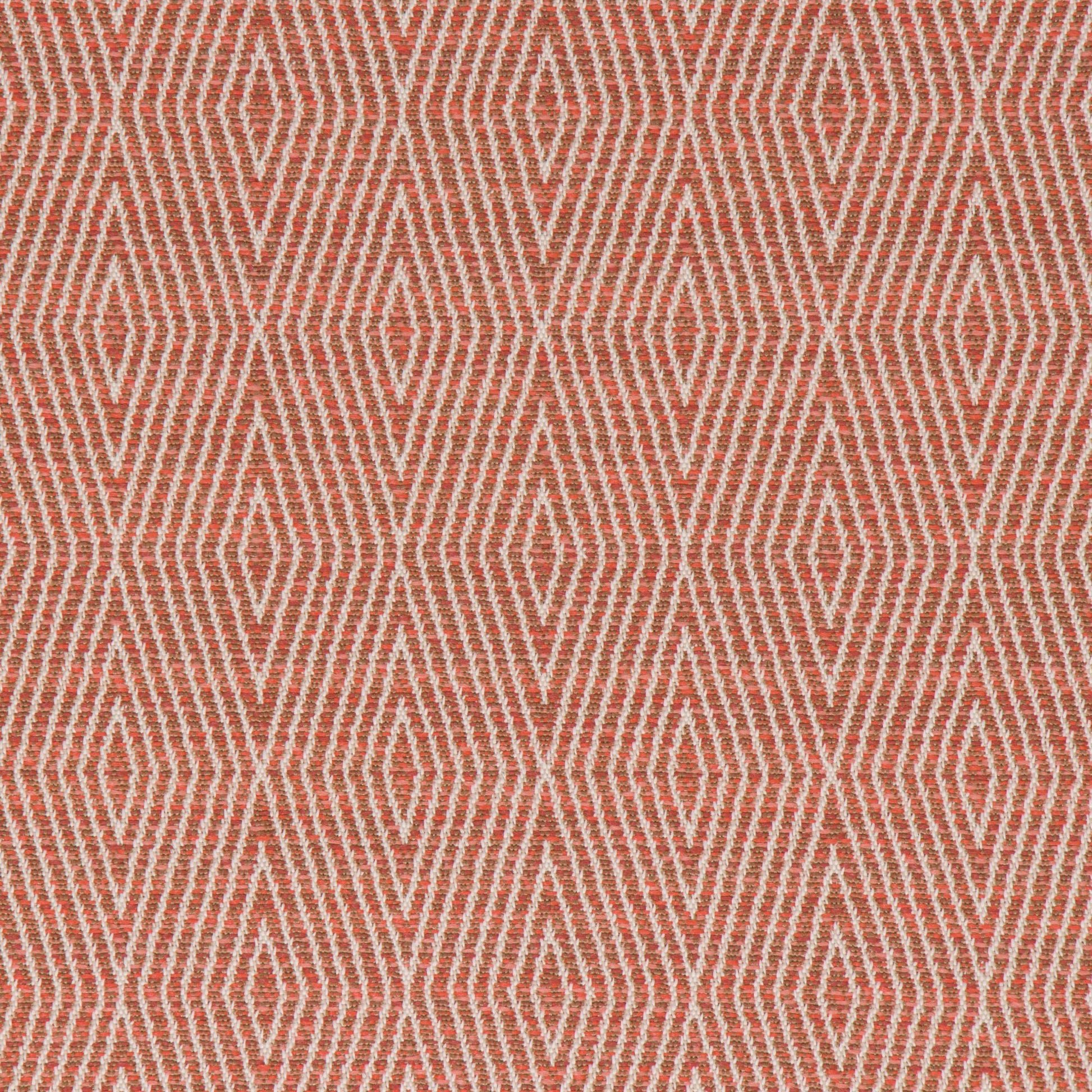 Patterned fabric with red and beige geometric design