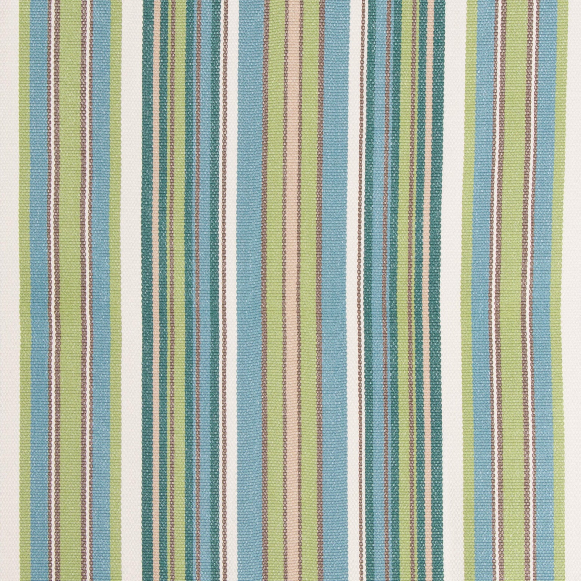 A close-up image of a striped patterned fabric, featuring shades of blue and green.