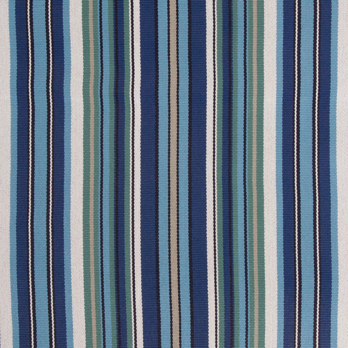 A close-up image of a striped patterned fabric, featuring shades of blue and white.