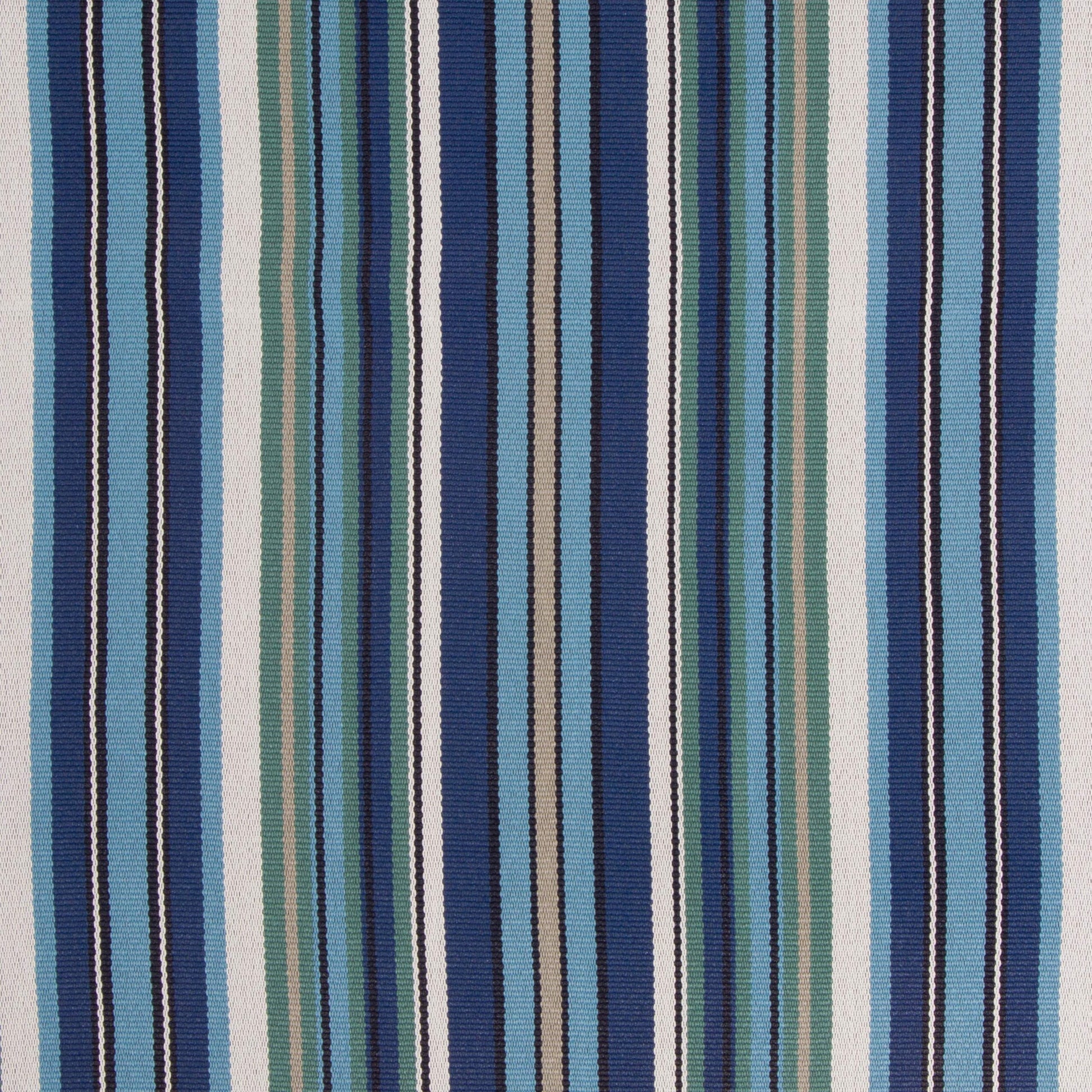A close-up image of a striped patterned fabric, featuring shades of blue and white.