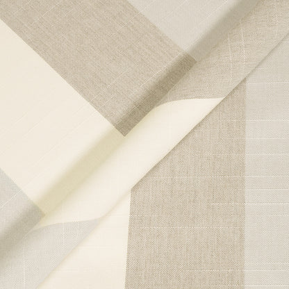 Close-up of beige and white fabric with a subtle pattern