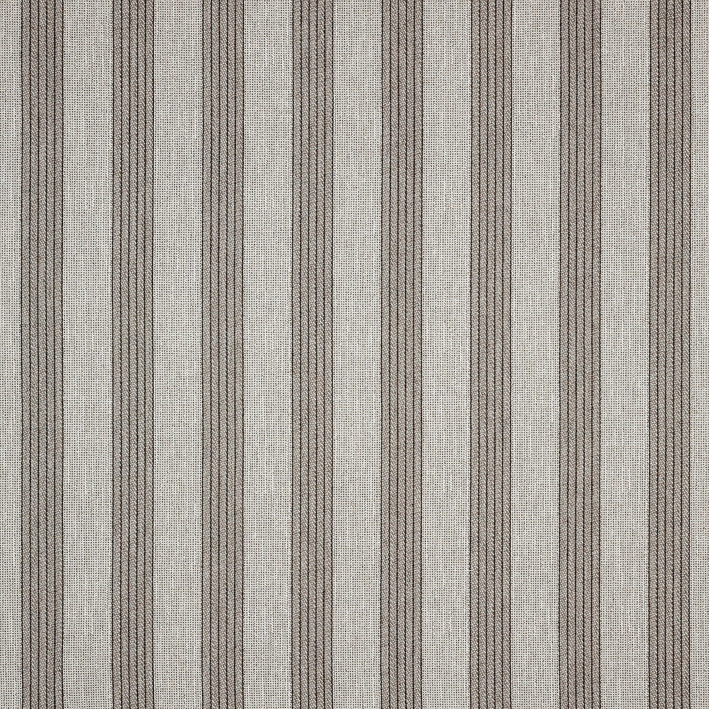 A close-up view of a striped pattern fabric with a pebble gray color.
