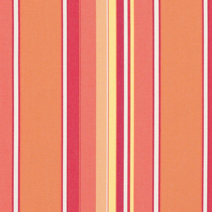 A close-up image of a striped patterned fabric in shades of orange, red, and white.