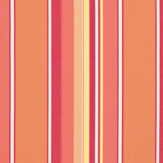 A close-up image of a striped patterned fabric in shades of orange, red, and white.