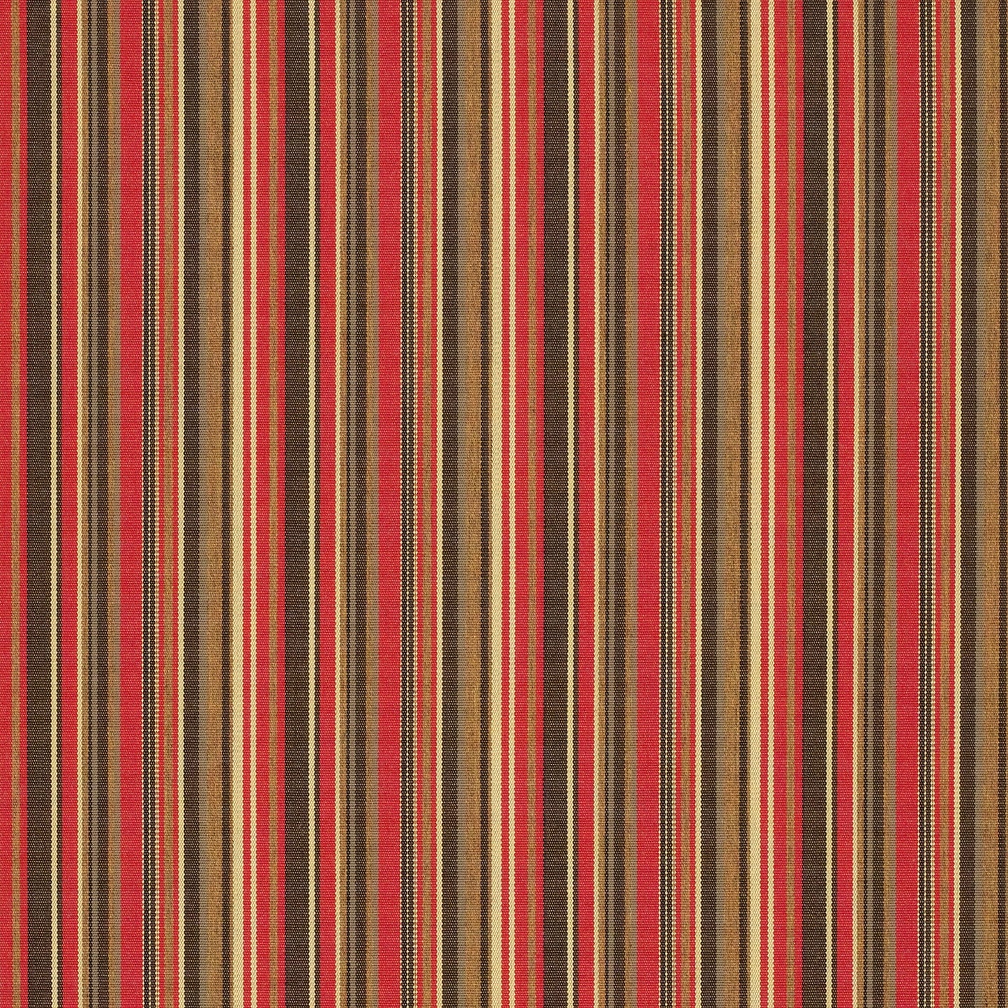 A striped pattern fabric featuring shades of red, brown, and beige.