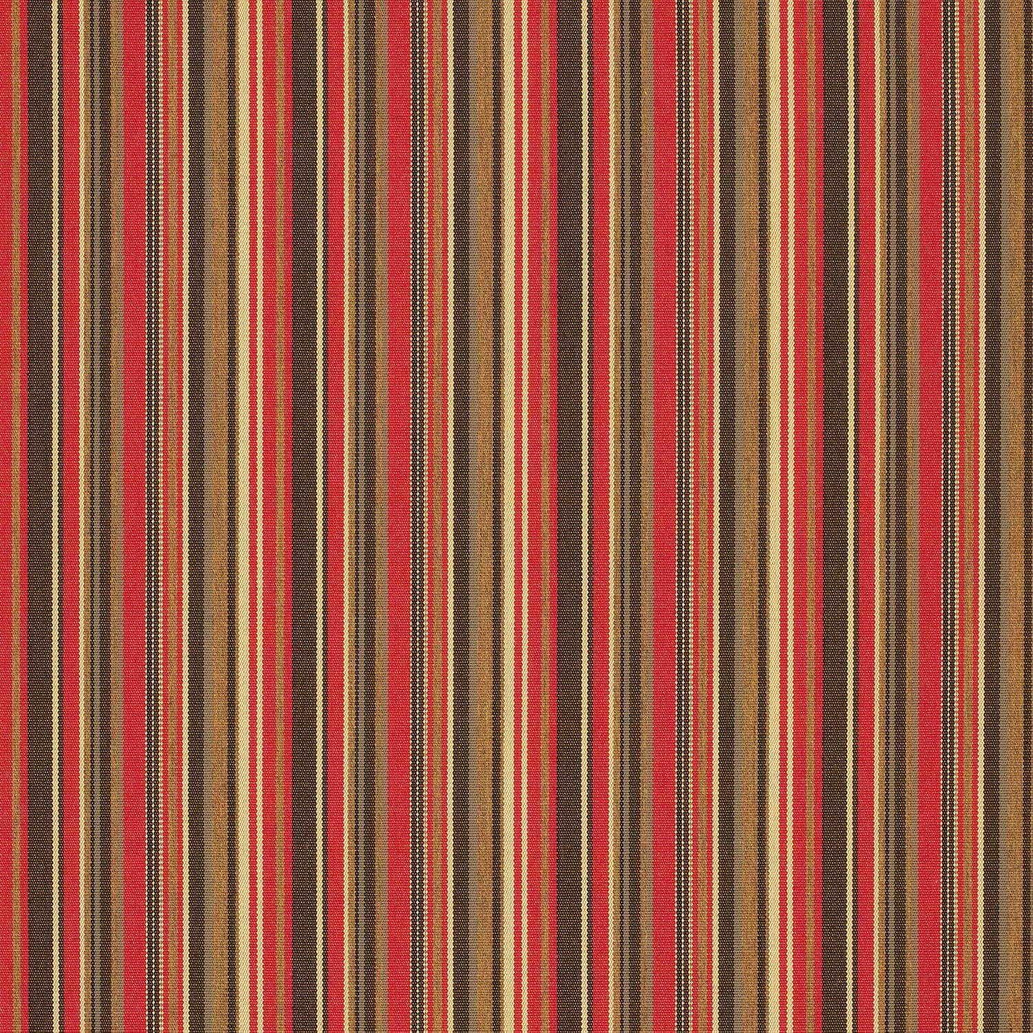 A striped pattern fabric featuring shades of red, brown, and beige.