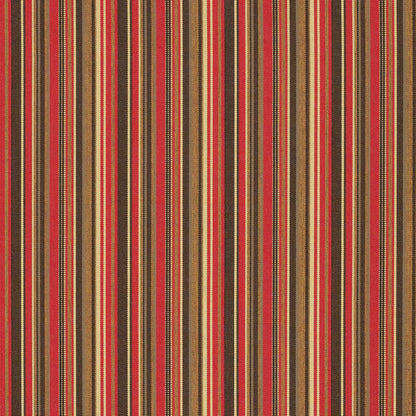 A striped pattern fabric featuring shades of red, brown, and beige.