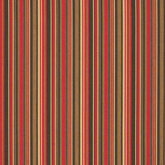 A striped pattern fabric featuring shades of red, brown, and beige.