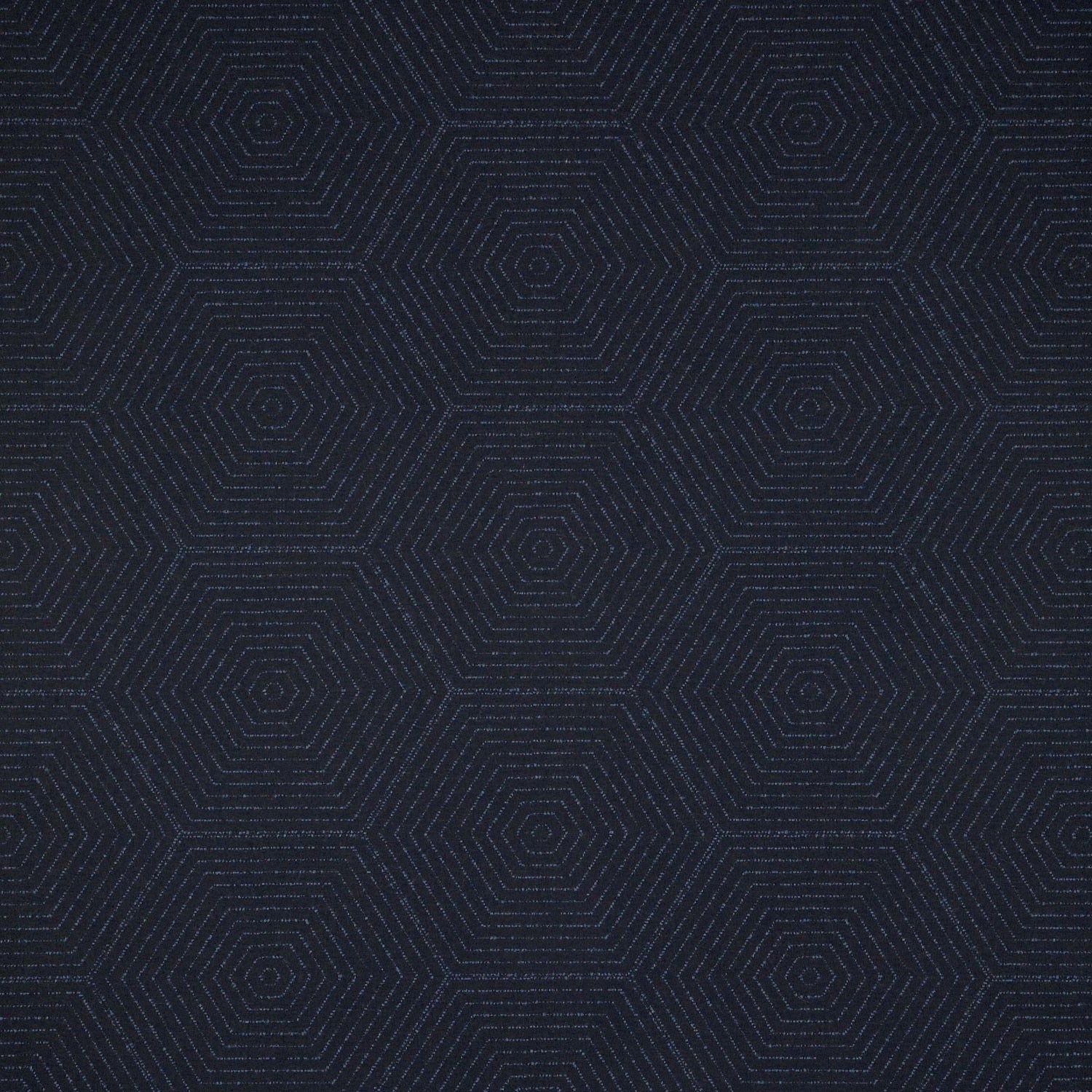 Navy blue fabric with a geometric hexagonal pattern